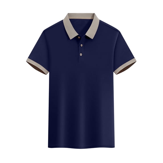 Blmnix Men Shirts Golf Shirts Ringer Polo Shirts Tops Collared Blue Short Sleeve Mens Shirts Casual,S