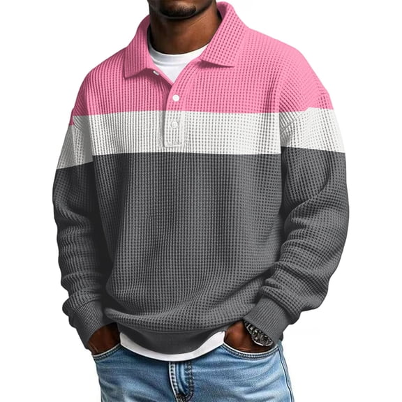 Blmnix Men Shirts Workout Shirts Pullover Golf Shirts Tops Long Sleeve Gray Collared Polo T Shirts for Men,XL