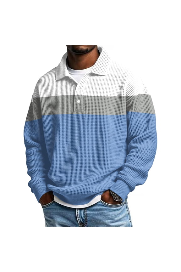 Men Shirts Workout Shirts Pullover Golf Shirts Undershirts Collared Long Sleeve Blue Cotton Shirts for Men,L