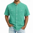 thumbnail image 1 of Blmnix Men T Shirt Denim Shirt Oversized Big And Tall Shirts Guide T Shirts Green Button Down Jewel Neck Short Sleeve Men Shirts Casual,XXXL, 1 of 4