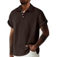 thumbnail image 1 of Blmnix Men T Shirts Beach Shirt Oversized Cotton Shirts Pullover Undershirt Brown Short Sleeve Collared Mens Casual Shirts,S, 1 of 7