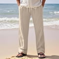 thumbnail image 1 of Blmnix Men's Pants Baggy Beach Pants Palazzo Linen Pants Leggings Straight-Leg Yellow Long Low Waisted Mens Summer Pants,XXL, 1 of 6