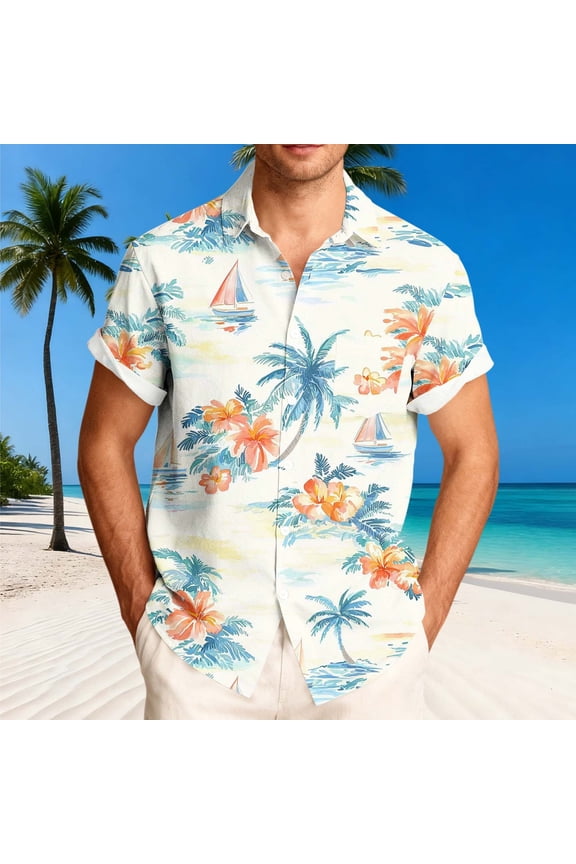 Men's T-Shirts Guide Beach Shirts Big And Tall T shirts Short Sleeve Blue Collared Mens Shirts Big And Tall,XXXXL