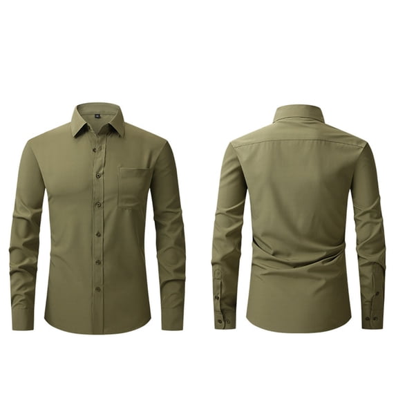 Blmnix Men's T-Shirts Guide Big And Tall Dress Shirts Shirt Green Collared Long Sleeve Plain Tshirts for Men,S
