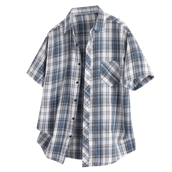 Blmnix Mens Shirt Big And Tall Guide Western Shirts T-Shirt Collared Short Sleeve Blue Sweatshirt for Mens,M