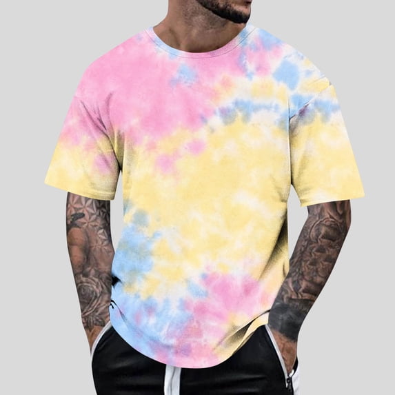 Blmnix Mens Shirts Baggy Pullover Beach Shirt Big And Tall Shirts T-Shirts Crew Neck Short Sleeve Pink Graphic Tees Mens Shirts Casual,XXL