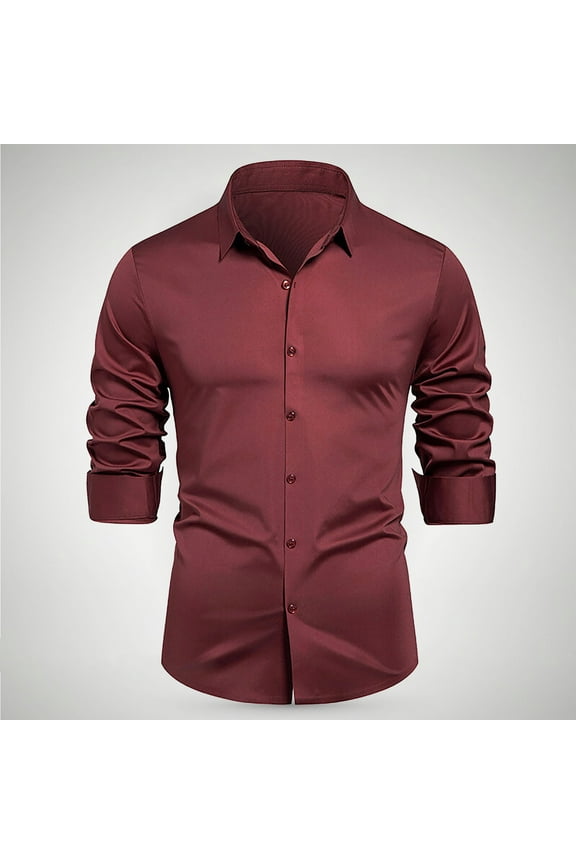 Mens Shirts Dress Shirts Big And Tall Guide Tshirt Red Long Sleeve Collared Plain Tshirts for Men,L