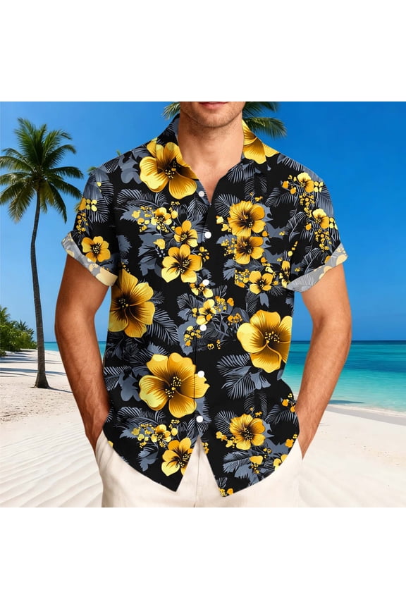 Mens T-Shirts Beach Shirts Big And Tall Guide Tshirt Short Sleeve Black Collared T Shirts for Men Pack,L