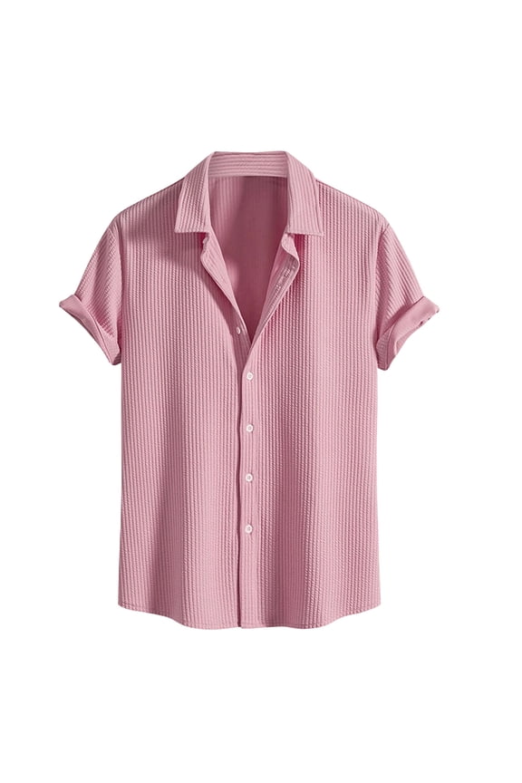 Mens T-Shirts Cotton Shirts Guide Work Shirts Tops Short Sleeve Pink Collared Plain Tshirts for Men,XL