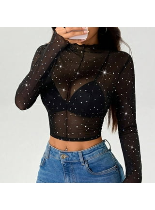 Sequin Crop Top Black