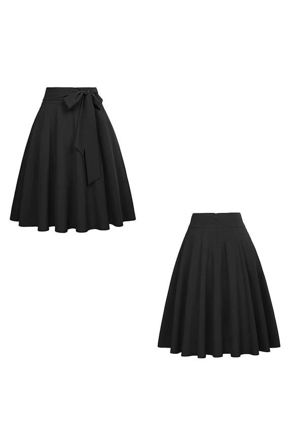 Mini Skirts for Women Flare Pleated Skirts High Waisted Skirts Black Mid-Length Petticoat Skirt for Women Under Dress,L