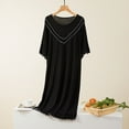 thumbnail image 1 of Blmnix Moomoo Nightgowns Moo Moos for Women Nightgown Cotton Nightgowns Sleepshirts Nightgowns Black Crew Neck Below-the-Knee Elbow-Length Button Down Nightgown,XXL, 1 of 5