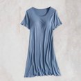 thumbnail image 1 of Blmnix Moomoo Nightgowns Nightgowns for Women Sexy Sleep Dresses Cotton Nightgowns Nightgown Short Sleeve Blue Crew Neck Knee Length Cute Nightgowns for Women,M, 1 of 9