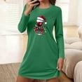 thumbnail image 1 of Blmnix Moomoo Women Nightgown Long Sleeve Christmas House Dress Comfy Crew Neck Green Sleep Dress, 1 of 6