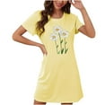 thumbnail image 1 of Blmnix Moomoo Womens Nightgowns Sleepwear Short Sleeve Yellow Crew Neck Sleep Dress, 1 of 4