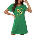 thumbnail image 1 of Blmnix Mumu Nightgowns for Women Sleep Shirt Short Sleeve Green Crew Neck Sleep Dress, 1 of 4