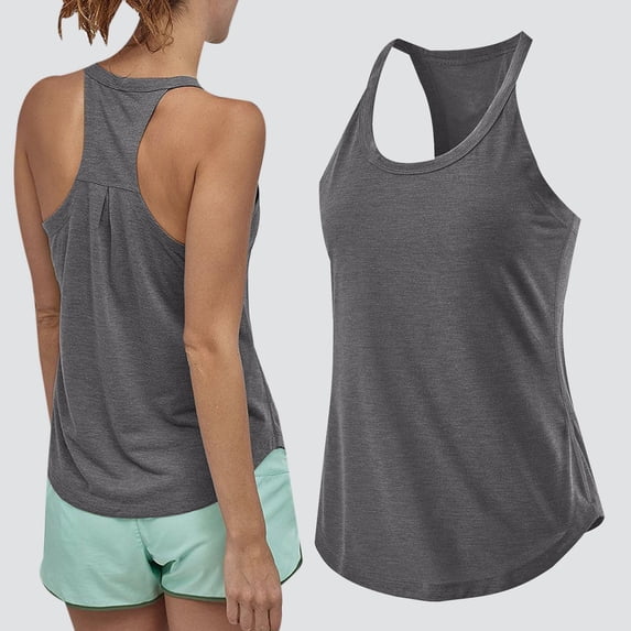 Blmnix Muscle Tank Top Woman Workout Tank Tops Cotton Tank Top Tank Top Gray Crew Neck Fitted Tank Tops for Women