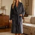 thumbnail image 1 of Blmnix Nightgown for Women Flannel Nightshirts Long Nightgowns Chemise Gray Long Sleeve Below-the-Knee Collared Moomoo Nightgowns for Women, 1 of 6