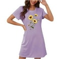 thumbnail image 1 of Blmnix Nightgowns for Women Moomoo Nightwear Purple Short Sleeve Crew Neck Sleep Dress, 1 of 4