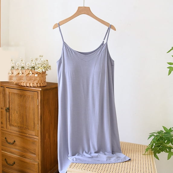 Blmnix Nightgowns for Women Sexy Nightgown Cotton Nightgowns Chemises Chemise Blue V-Neck Sleeveless Short Womens Nightgowns,XL