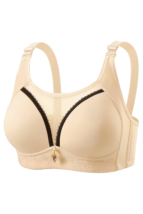 No Underwire Bra for Women Full Coverage Bras Sheer Bras Beige Bandeau Bra Wireless Bras for Women