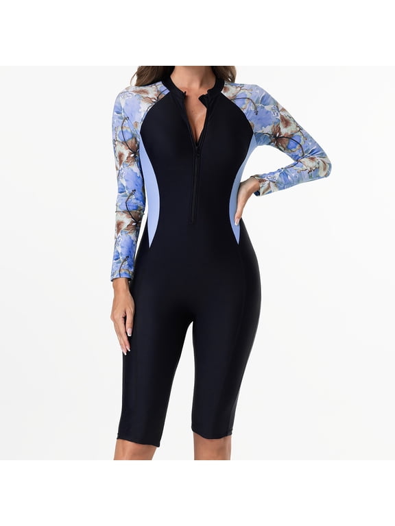 One Piece Swimsuit Swimsuit for Women Long Sleeve Swimsuits Bodysuit Swimming Suit Purple Henley Womens Tummy Control Swimsuits,XS