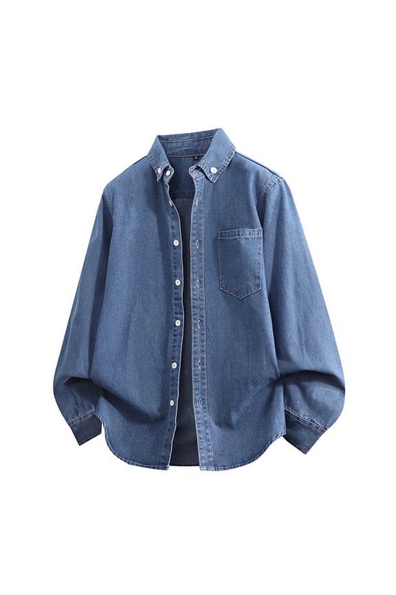 Oversized Men Shirts Cowboy Shirts Guide Tshirts Collared Long Sleeve Blue Mens Shirts Big And Tall,XXL