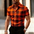 thumbnail image 1 of Blmnix Oversized Mens T-Shirts Big And Tall Shirts Plaid Shirt Guide Tops Short Sleeve Button Down Collared Orange Tee Shirts Mens,S, 1 of 5