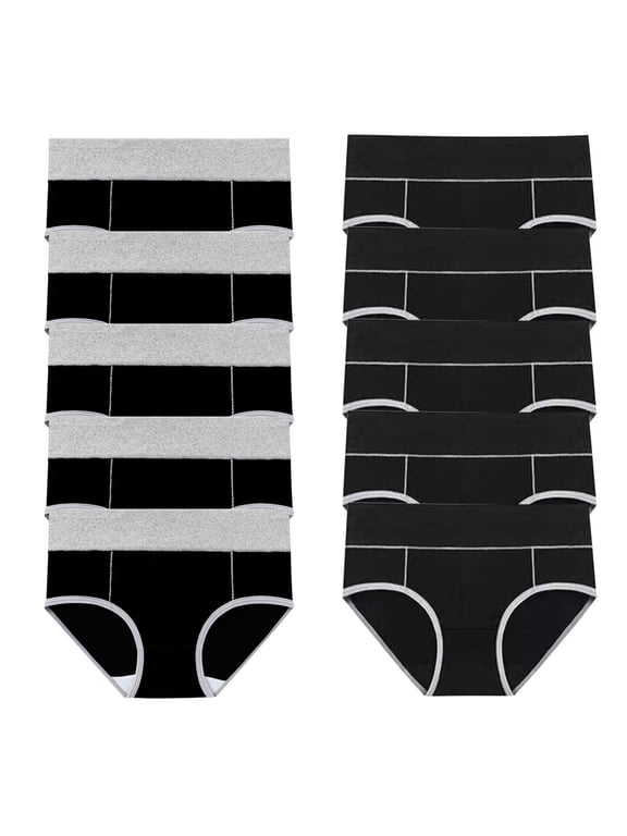 Pack Woman Underwear Briefs 100% Cotton Underwear Underwear Pull-On Black Active Fit Moisture-Wicking Patch Period Panties,XXXXL