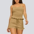 thumbnail image 1 of Blmnix Pajama Sets Shorts Women Pajamas Sexy Pajamas Sleepwear Sets Slim-Leg Yellow Sleeveless Crew Neck Cropped Summer Pajamas for Women,M, 1 of 4