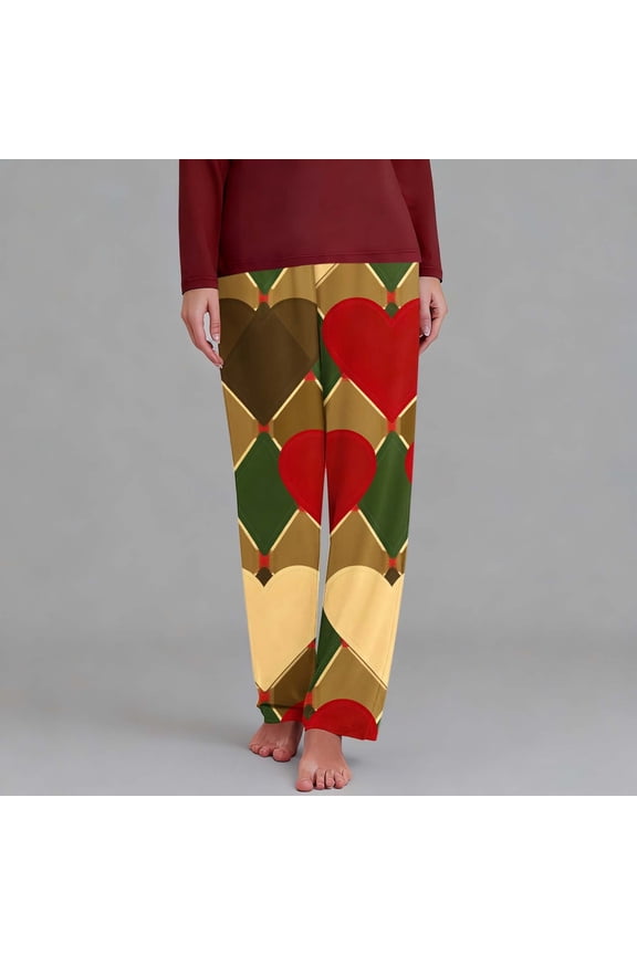 Pajama Sets Sleep Pants Heart Pajamas Valentines Pajamas Full Valentines Day Pjs Women,L