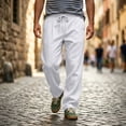 thumbnail image 1 of Blmnix Palazzo Pants Men Beach Pants Travel Pants Baggy Low Rise Pants Straight-Leg Long White Summer Pants,L, 1 of 9