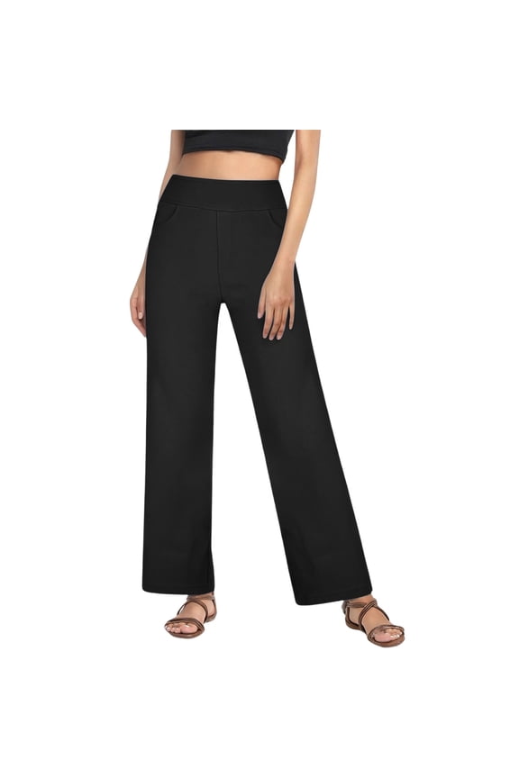 Palazzo Summer Pants for Women 2026 Office Pants Work Pants Leggings Black Loose High Waisted Straight-Leg Long Workout Pants Women,L