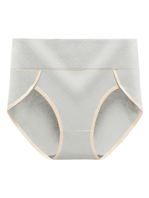 Panties Women Bamboo Underwear Briefs High Waisted Briefs Pull-On Gray Moisture-Wicking Active Fit Embossed Period Underwear,L