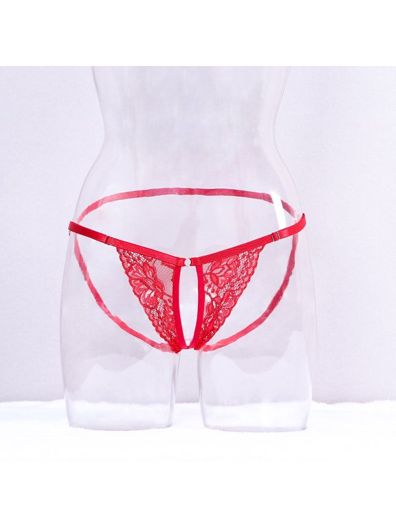 Panties Women G String Thongs Sexy Thongs Bikini Underwear Expandable Red Skinny Eyelet Lace Plus Size Underwear,XXL