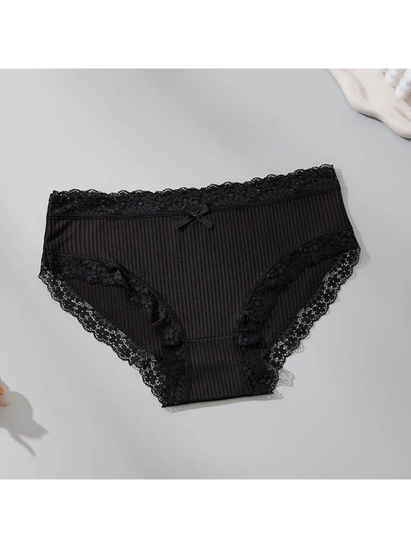 Panties for Women Lace Underwear Bamboo Underwear Briefs Briefs Black Ventilated Tight Pull-On Bow Period Panties,XL