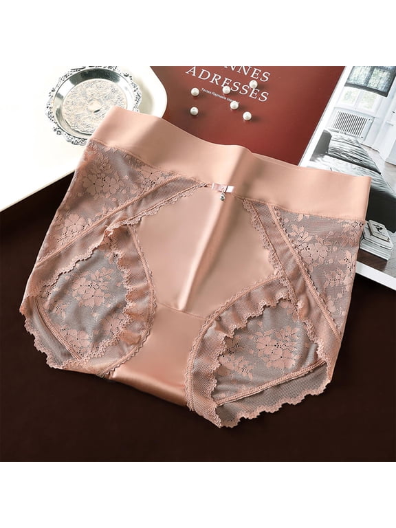 Panties of Women High Waisted Briefs Sexy Underwear Briefs Ventilated Red Tight Pull-On Lace Period Underwear for Women,M