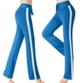 thumbnail image 1 of Blmnix Pants for Women Cotton Yoga Pants Chinos Flare Pants Pant Blue Long Slim Bootcut High Tall Sweatpants for Women,L, 1 of 9