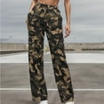 thumbnail image 1 of Blmnix Pants for women Trendy Trousers Straight-Leg Lounge Casual Camouflage Cargo Girls Pants Daily, 1 of 7