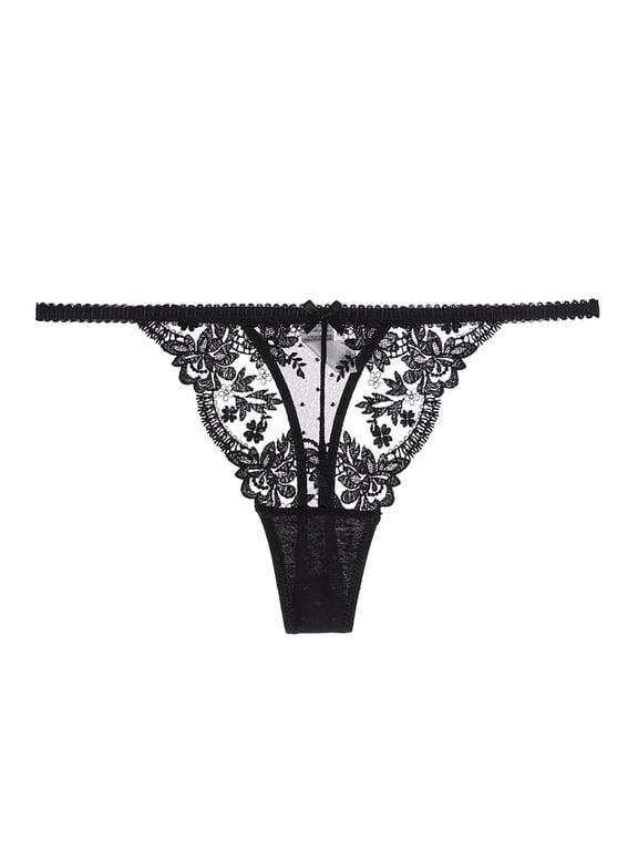 Panty Women Bikini G String Thongs Sexy Thongs Panty Skinny Loop Ventilated Black Lace Plus Size Panties,L