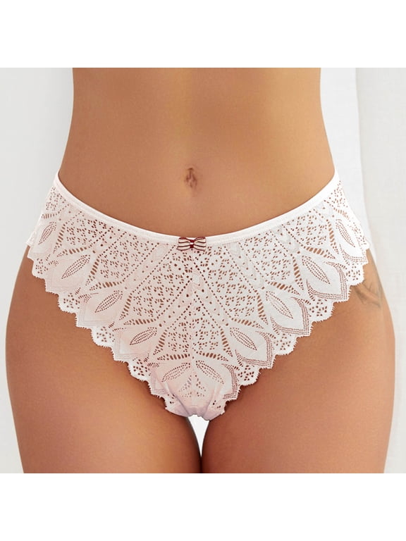 Panty Women Bikini Sexy Thongs G String Thongs Panty Active Fit Loop White Ventilated Lace Plus Size Underwear,M