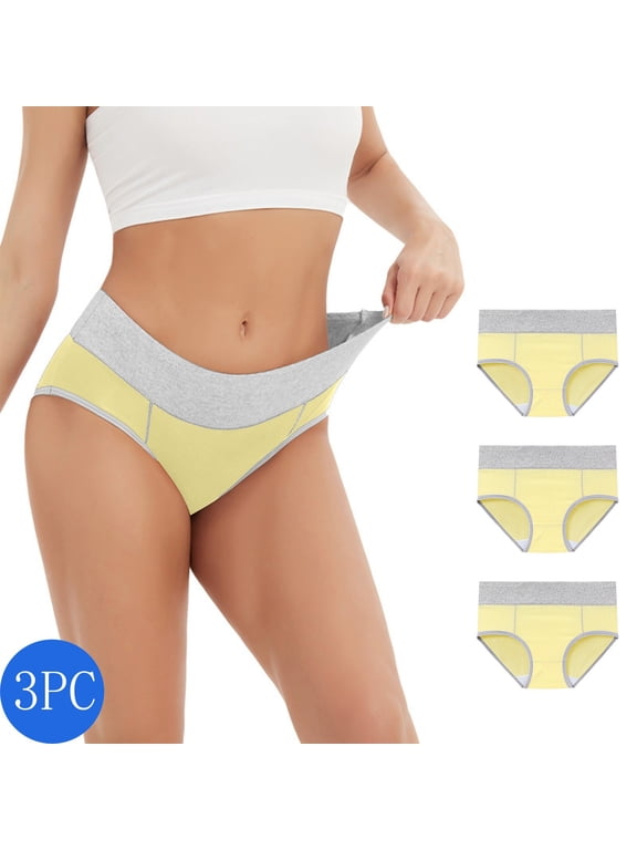 Panty Women Cheeky Underwear Briefs Cotton Panties Underwear Pull-On Classic Fit Yellow Moisture-Wicking Patch Period Underwear for Women,XL