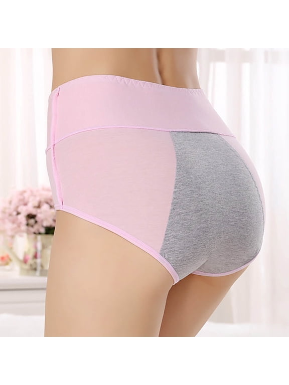 Panty Women High Waisted Leak Proof Underwear Briefs Panty Ventilated Classic Fit Pull-On Pink Patch Period Panties Women,XXL