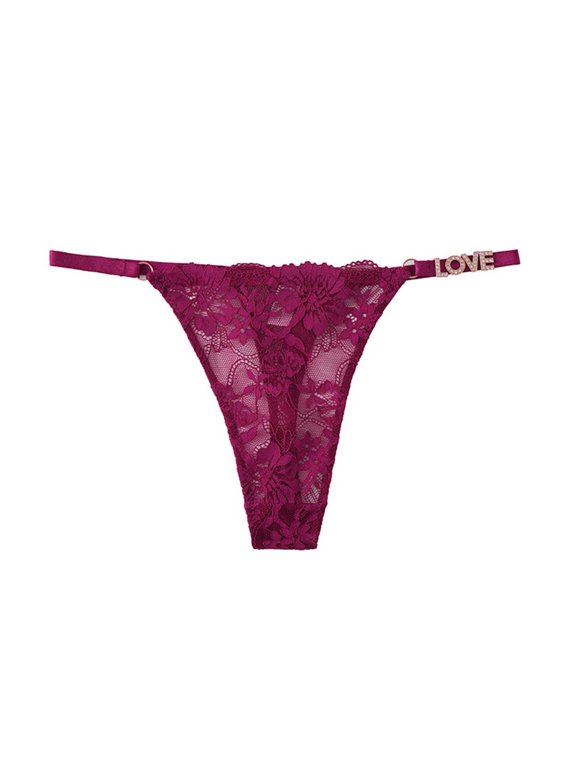 Panty Women Sexy Thongs Bikini Underwear G-String Underwear Red Loop Skinny Ventilated Lace Plus Size Underwear for Women,L