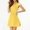 thumbnail image 1 of Blmnix Party Tummy Flattering Dresses A-Line Mini Fashion Short Sleeve Work Scoop Neck Dresses, 1 of 6