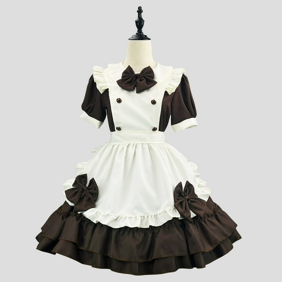 Blmnix Peplum Holiday Dresses for Women Plus Size Pleated Petticoat Brown Crew Neck Short Sleeve Spring Skirts for Women,XXXL