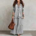 thumbnail image 1 of Blmnix Peplum Womens Dresses Wrap Dress Western Dress Button Down Petticoat Maxi Long Sleeve Collared Gray Adaptable Sundresses for Women XXL, 1 of 4