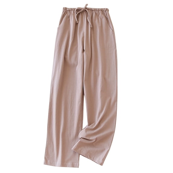 Blmnix Petite Pajamas Pajamas for Women Sleep Pants Cotton Pajamas Tops Full Beige Straight-Leg Womens Pajamas Set,M