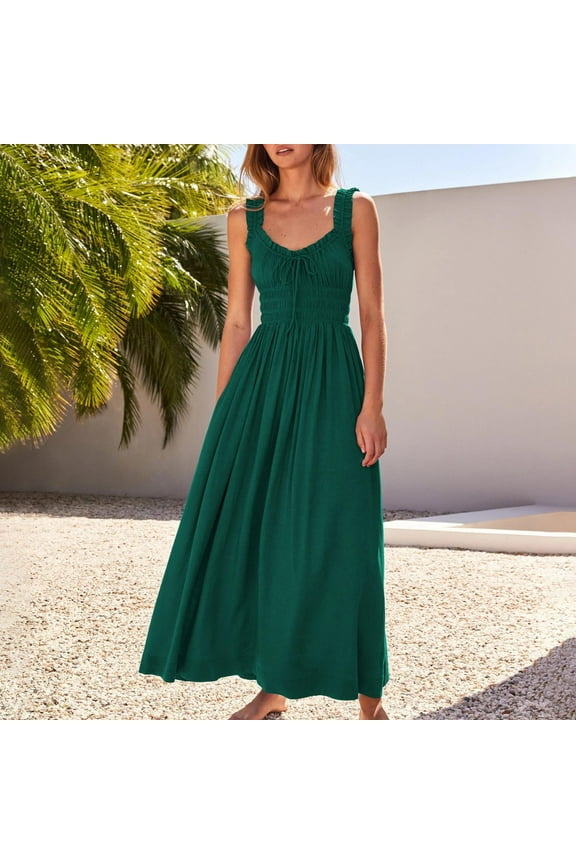 Pinafore Women's Dresses Beach Holiday Dresses Under Dress Sleeveless Tie Neck Green Sweater Dress for Women,M