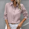 thumbnail image 1 of Blmnix Pink Button Up Shirt Women Solid Color Wrinkle Free Plus Size Going Out Tops Long Sleeve V-Neck Blouses, 1 of 5